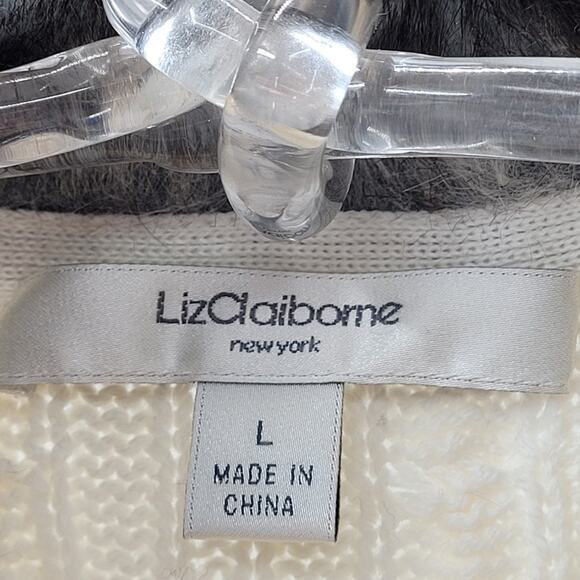 Liz Claiborne‎ Bohemian Cable Knit Faux Fur Collar Full Zip Sweater Vest - Picture 4 of 12